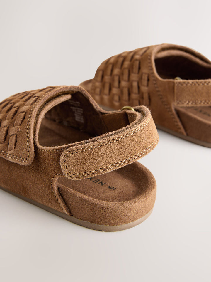 Tan Brown Touch Fastening Slider Sandals