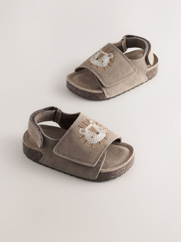 Neutral Lion Touch Fastening Slider Sandals