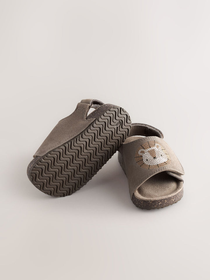 Neutral Lion Touch Fastening Slider Sandals