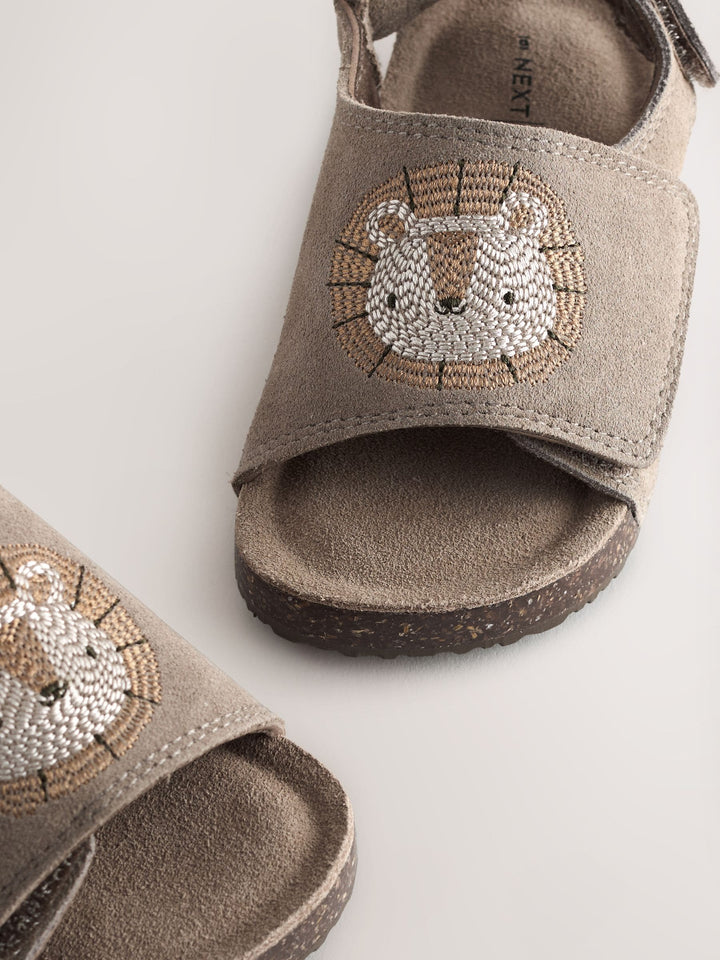 Neutral Lion Touch Fastening Slider Sandals
