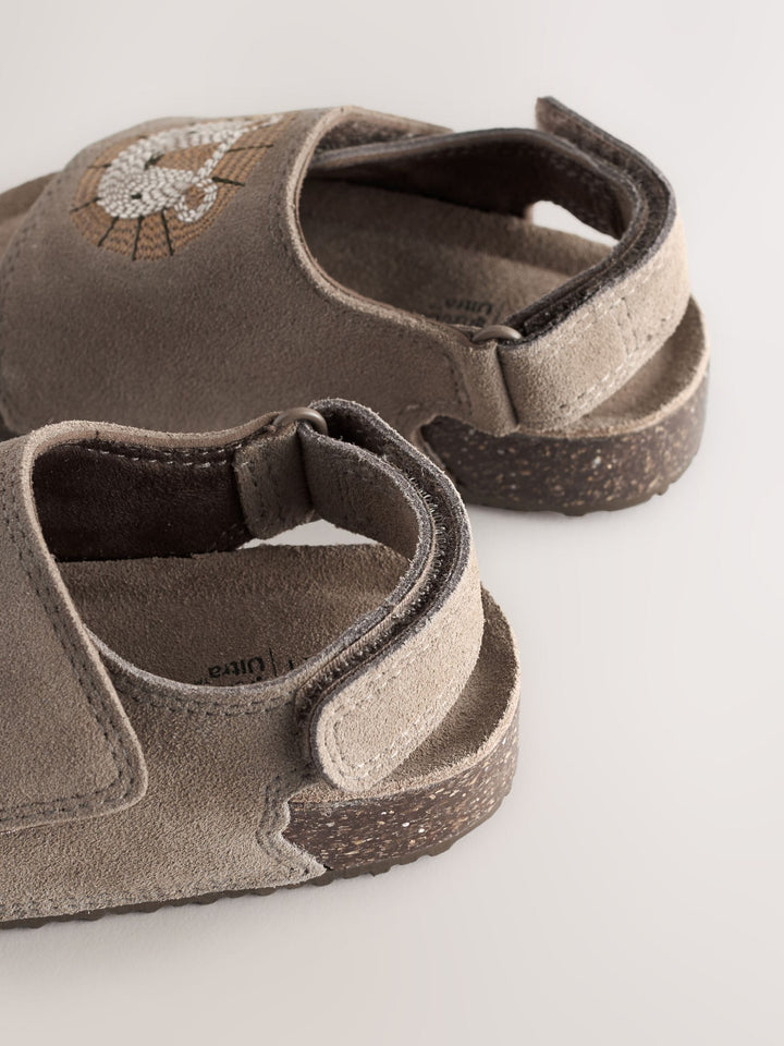 Neutral Lion Touch Fastening Slider Sandals