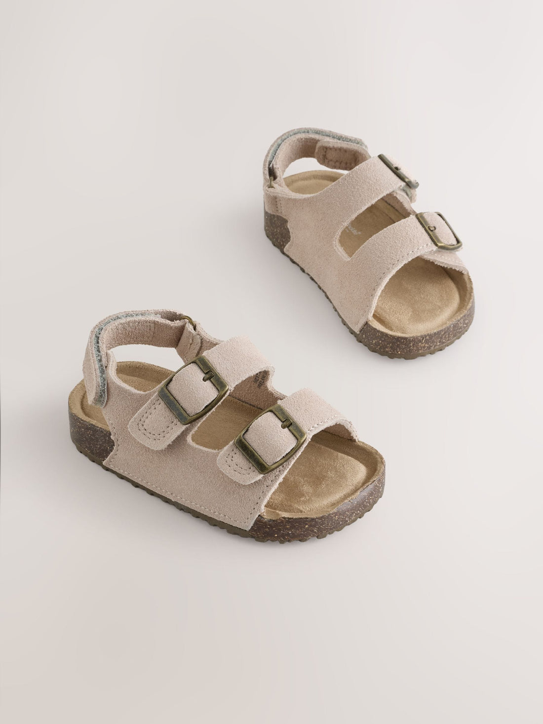 Neutral Wide Fit (G) Double Buckle Leather Sandals