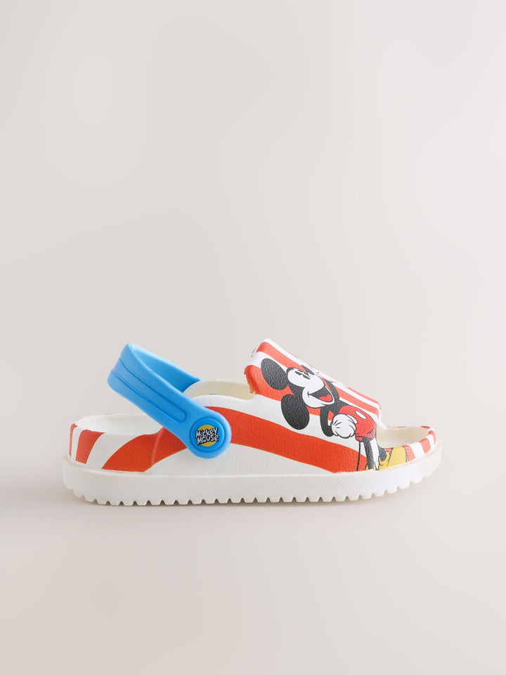 Red Stripe Mickey Mouse Slider Clogs
