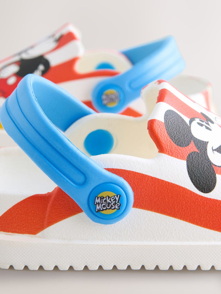 Red Stripe Mickey Mouse Slider Clogs