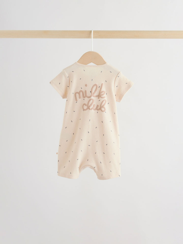Beige Two Way Zip Baby Rompers 3 Pack (0mths-3yrs)