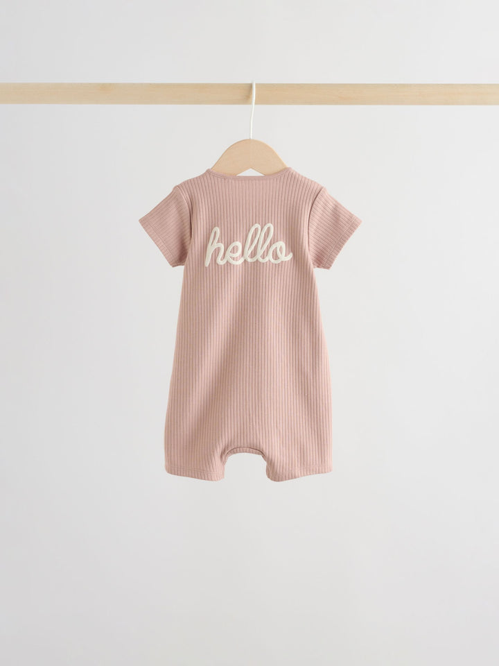 Beige Two Way Zip Baby Rompers 3 Pack (0mths-3yrs)