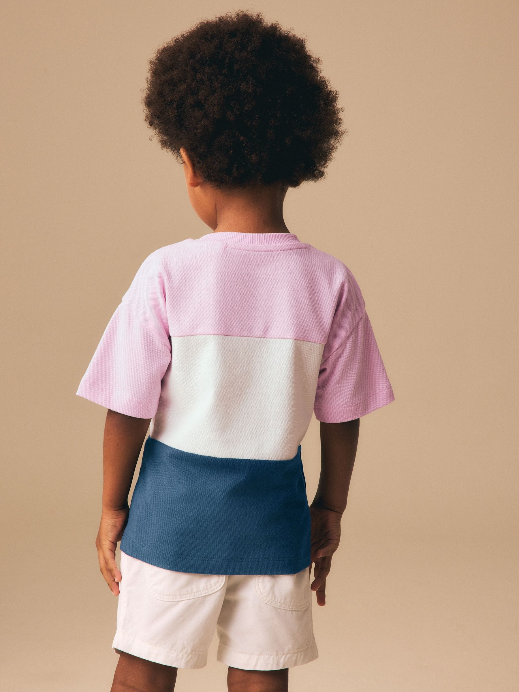 Pink/White/Blue Short Sleeve Colourblock T-Shirt (3mths-7yrs)