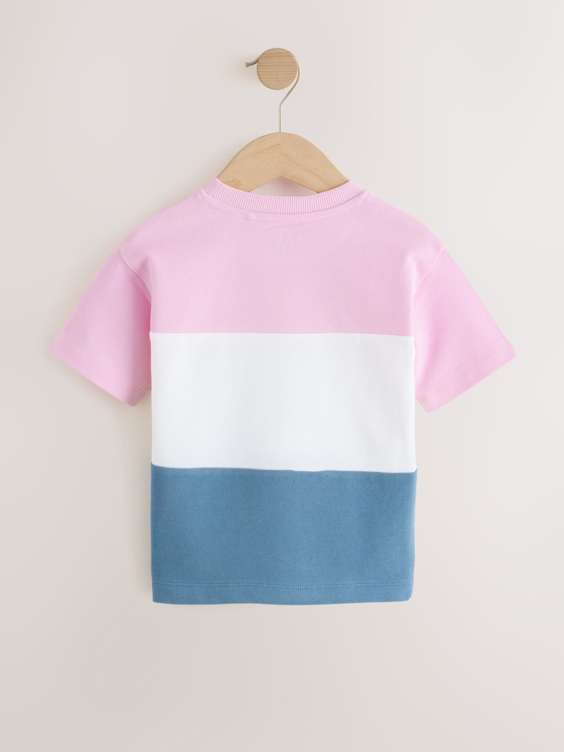 Pink/White/Blue Short Sleeve Colourblock T-Shirt (3mths-7yrs)