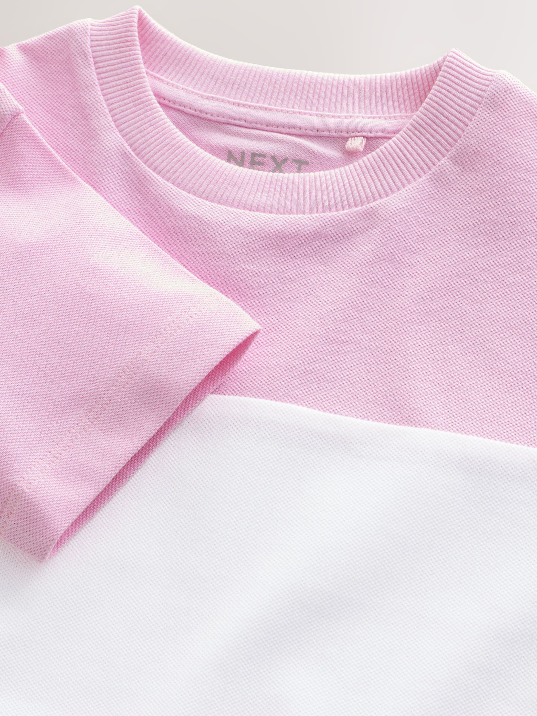 Pink/White/Blue Short Sleeve Colourblock T-Shirt (3mths-7yrs)