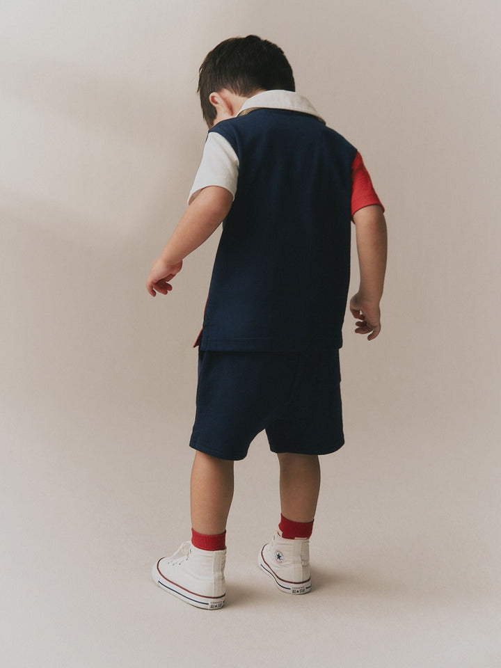 Red/Blue/Green Colourblock Short Sleeve Polo Shirt and Shorts Set (3mths-7yrs)
