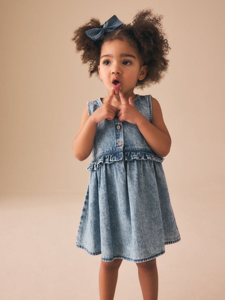 Denim Sleeveless Peplum Dress (3mths-8yrs)