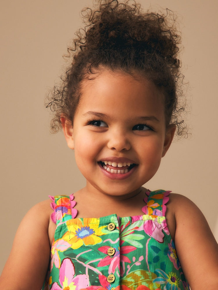 Green Tropical Ric Rac Summer Dress (3mths-8yrs)