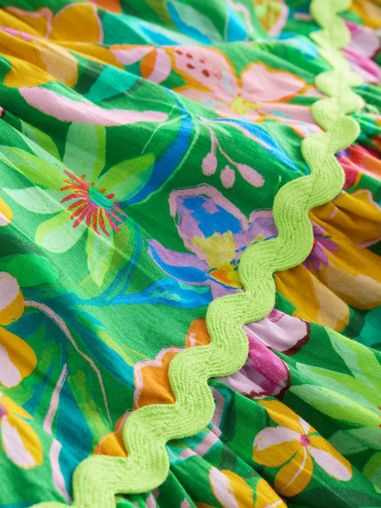 Green Tropical Ric Rac Summer Dress (3mths-8yrs)