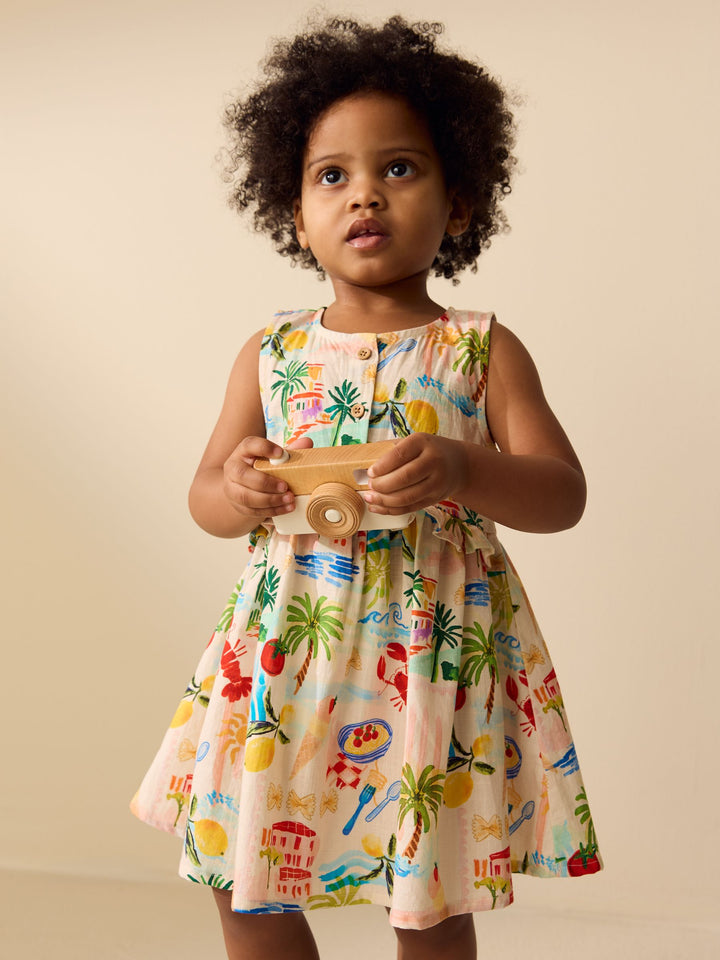 Multi Print Sleeveless Peplum Dress (3mths-8yrs)