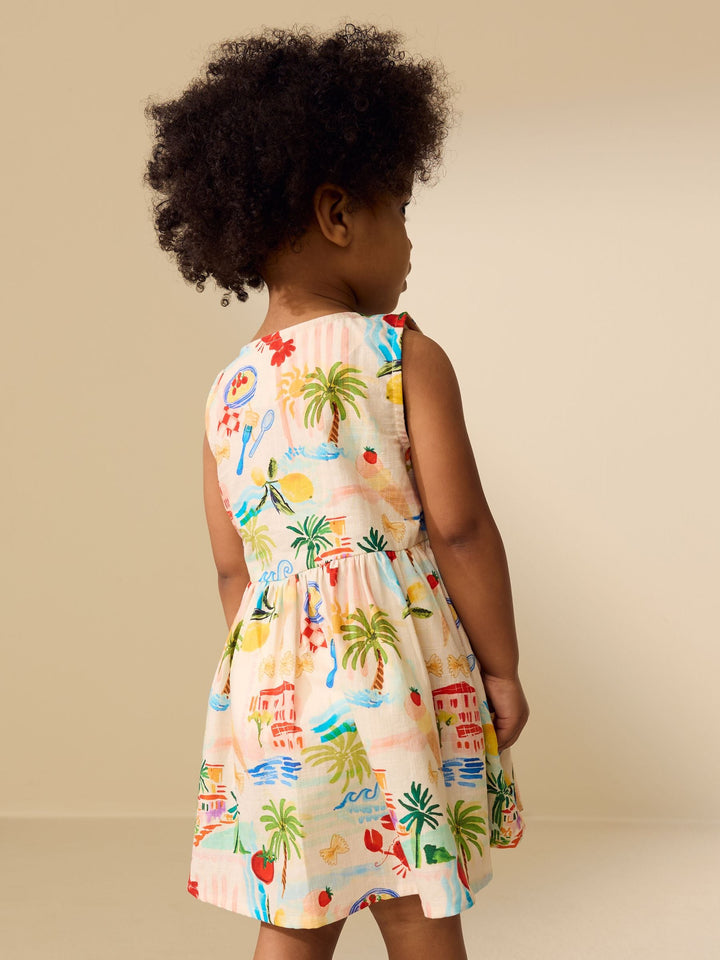 Multi Print Sleeveless Peplum Dress (3mths-8yrs)