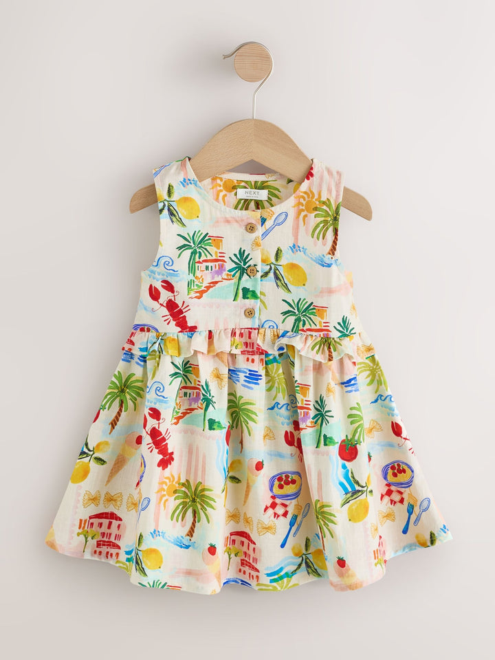 Multi Print Sleeveless Peplum Dress (3mths-8yrs)