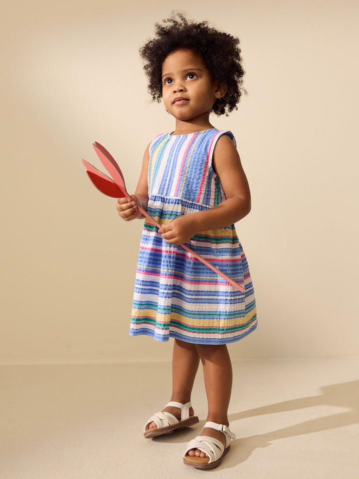 Multi Stripe Sleeveless Cotton Dress (3mths-8yrs)