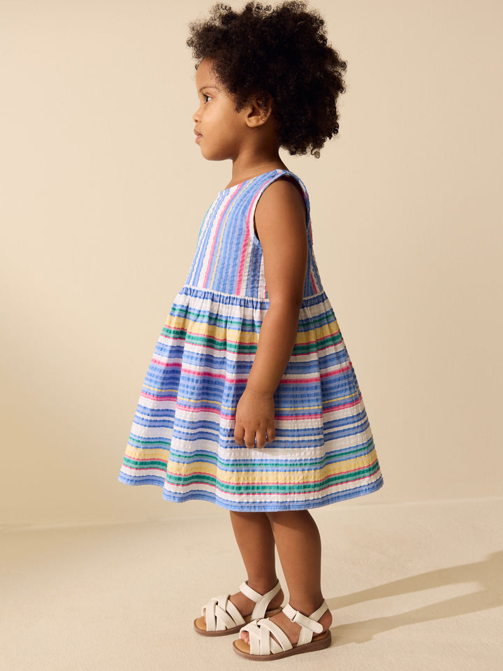 Multi Stripe Sleeveless Cotton Dress (3mths-8yrs)