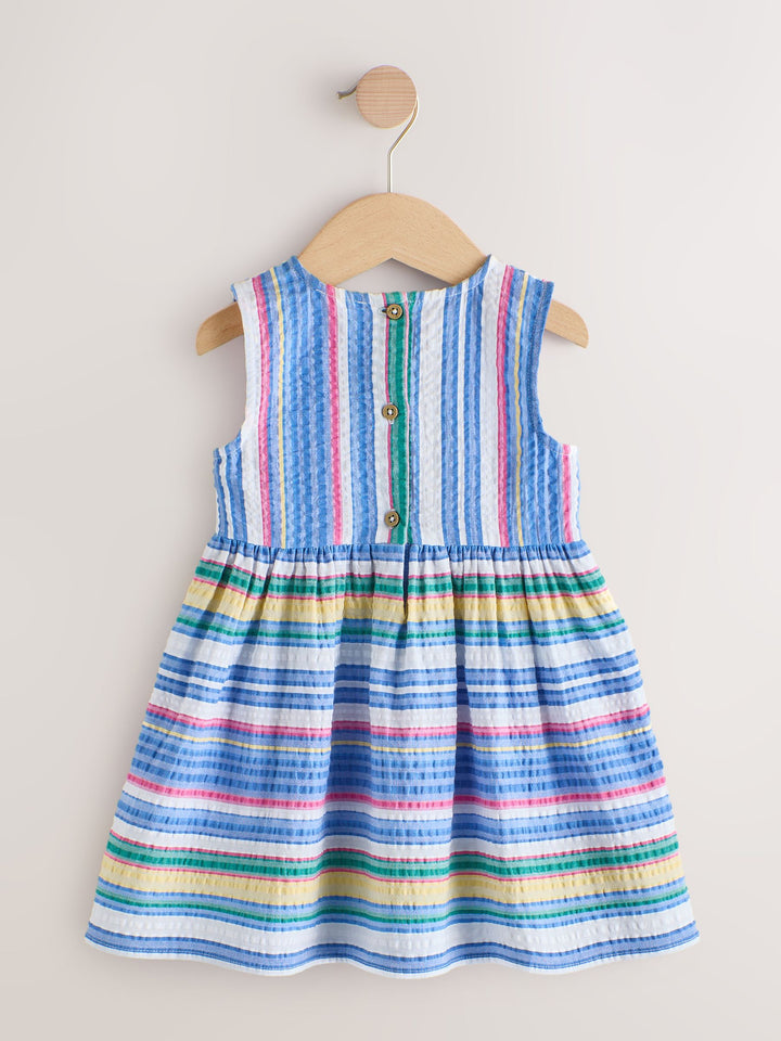 Multi Stripe Sleeveless Cotton Dress (3mths-8yrs)