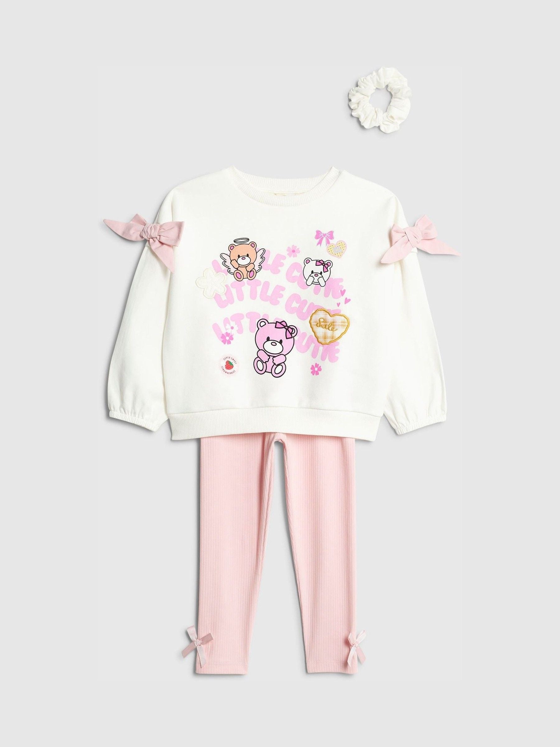 River Island Cream Little Cutie Sweat Shirt & Leggings 3 Piece Set