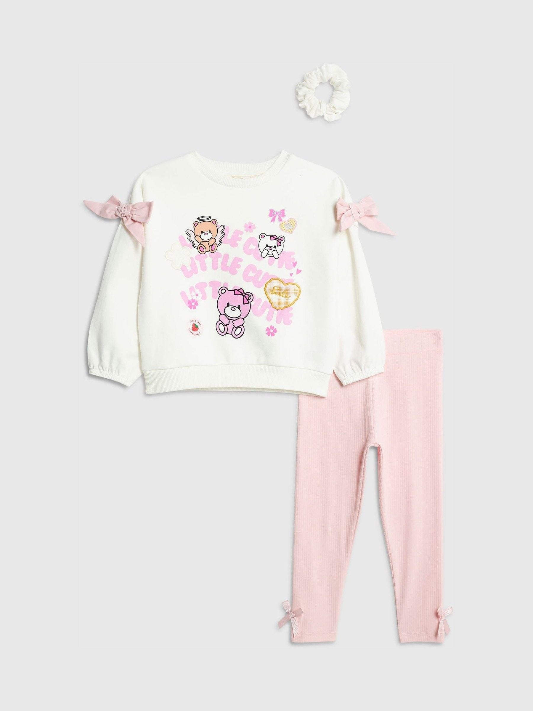 River Island Cream Little Cutie Sweat Shirt & Leggings 3 Piece Set