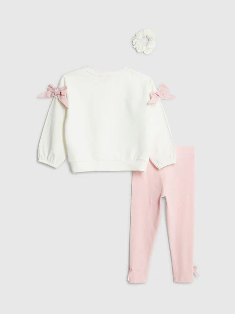 Baby girl  River Island Cream Little Cutie Sweat Shirt & Leggings 3 Piece Set