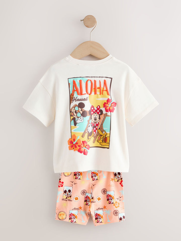 Ecru White Beach Minnie Mouse Cycle Shorts Set (3mths-7yrs)