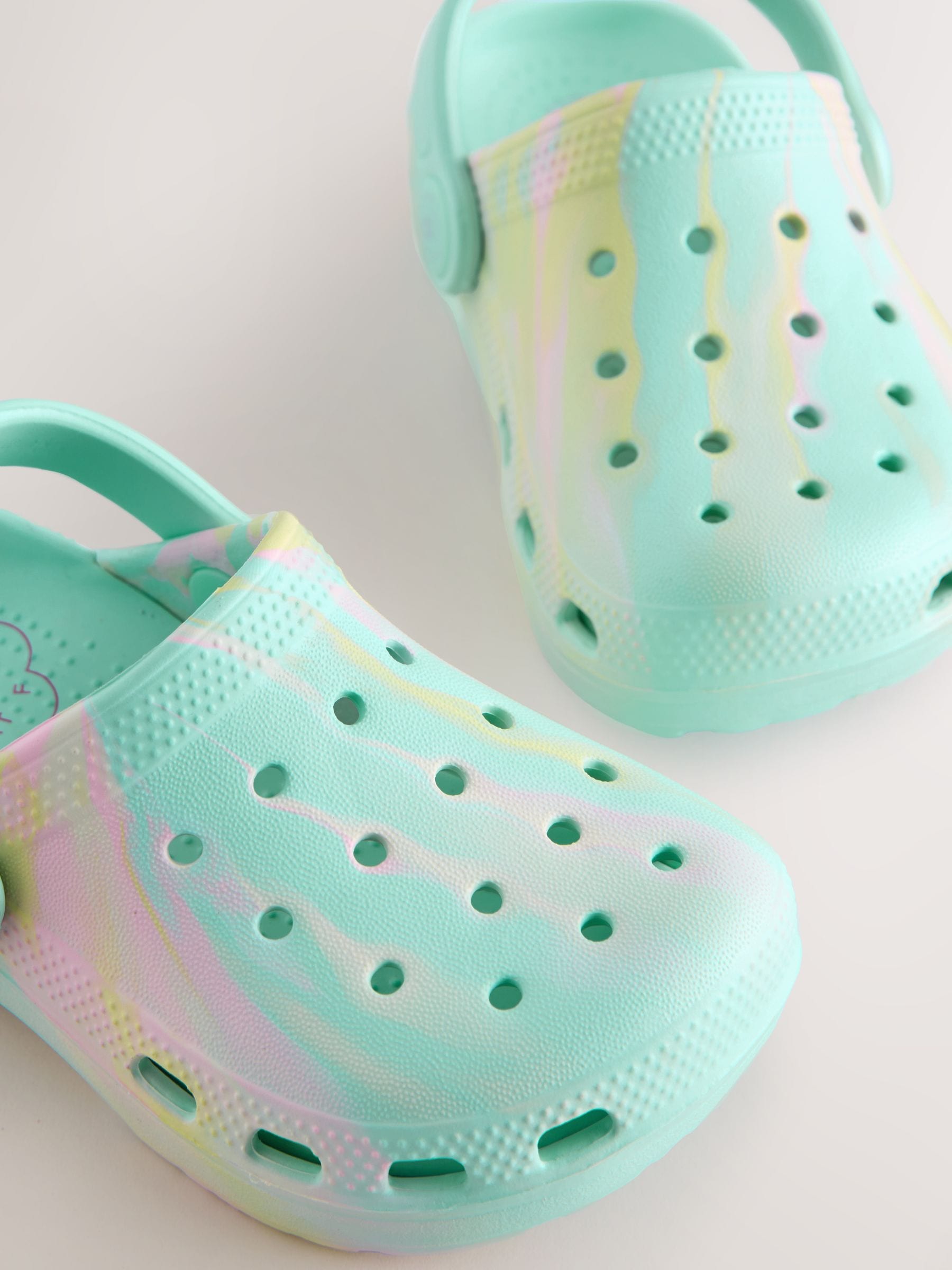 Aqua Blue Marble Wide Fit (G) Comfort Clogs
