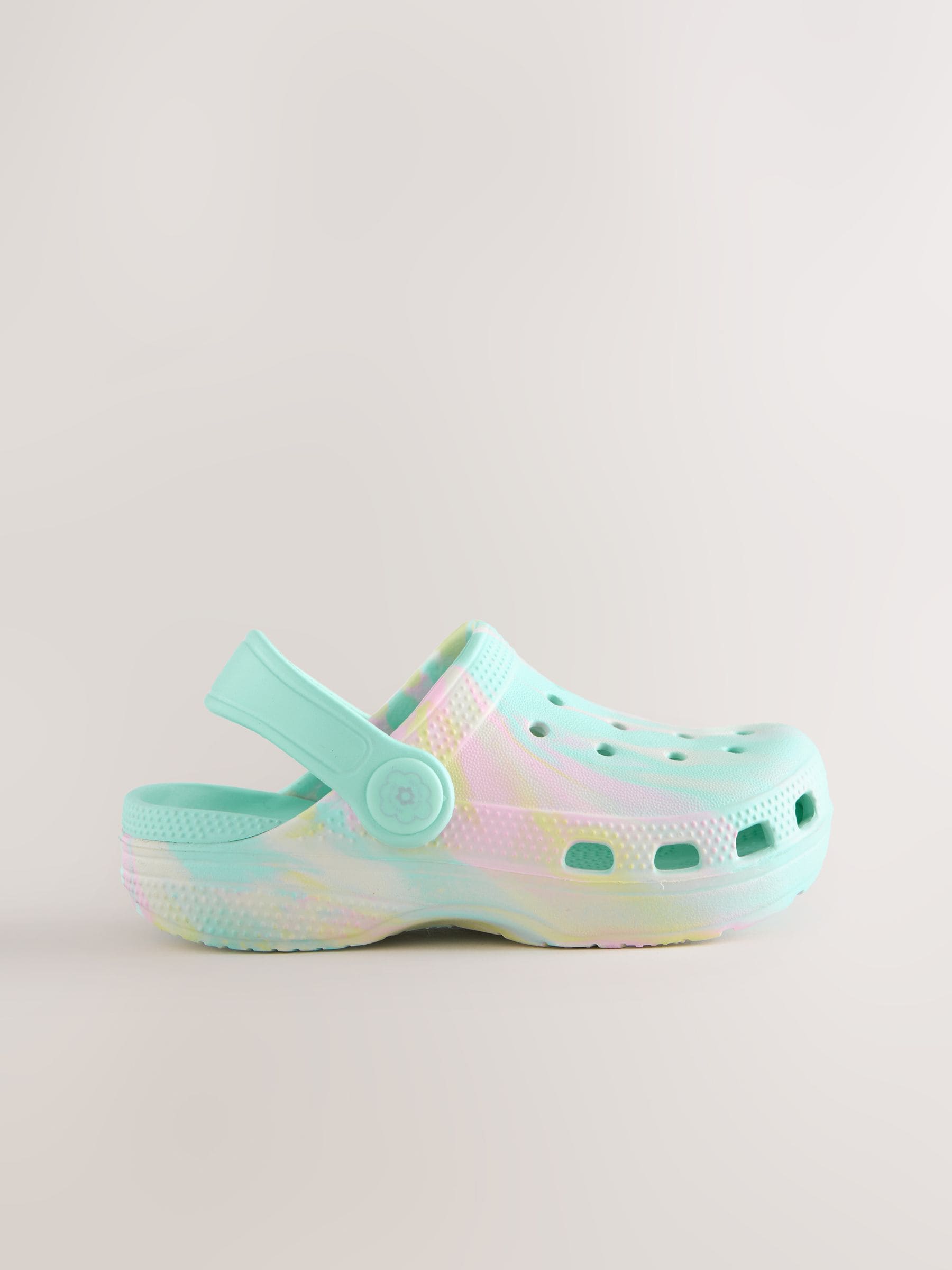 Aqua Blue Marble Wide Fit (G) Comfort Clogs