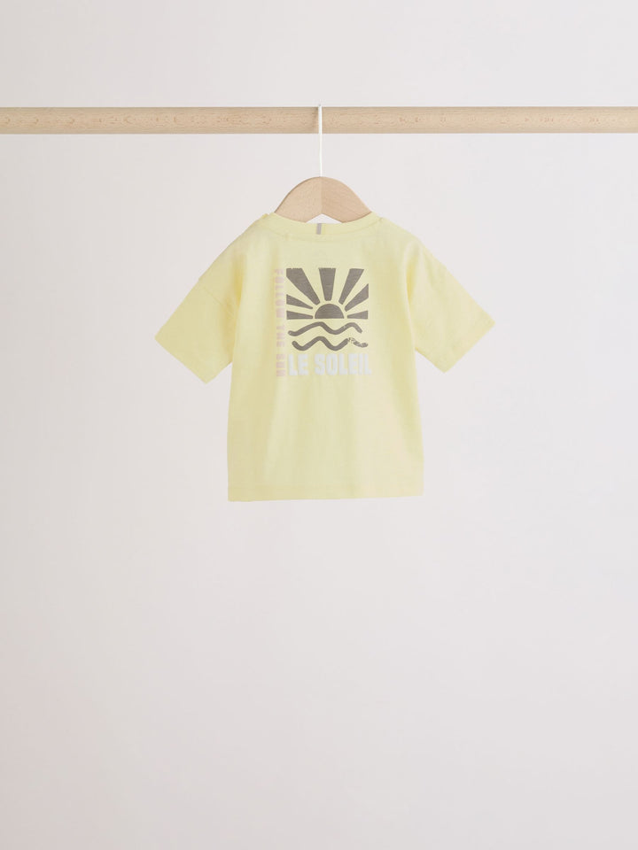 Mono/Fluro Yellow Palms Tops and Shorts Baby Set 6 Piece (0mths-3yrs)