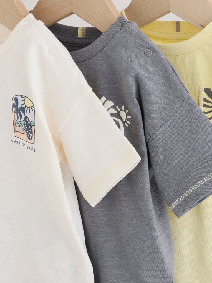Mono/Fluro Yellow Palms Tops and Shorts Baby Set 6 Piece (0mths-3yrs)