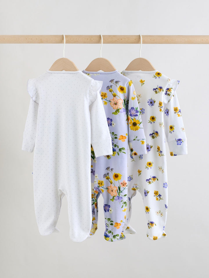 Lilac Purple Baby Sleepsuits 3 Pack (0mths-2yrs)