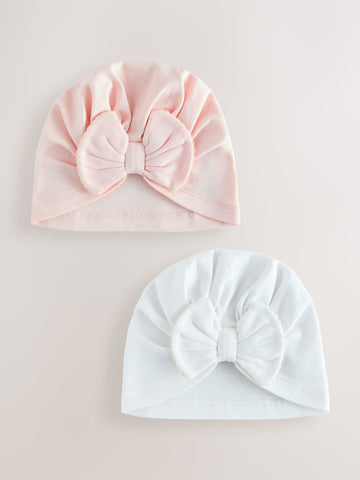 Pink/White Baby Turbans 2 Pack (0-18mths)