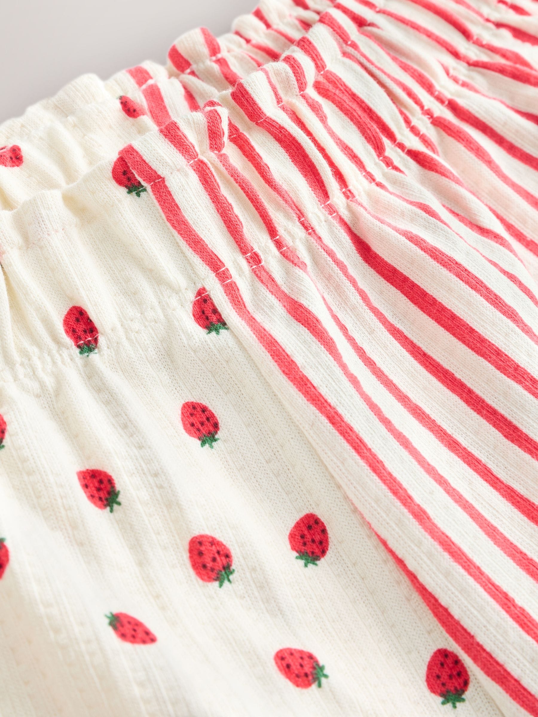 Ecru/Red Stripe Strawberry Shorts (3mths-7yrs)