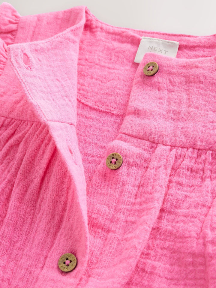 Pink Baby Short Leg Muslin Romper (0mths-3yrs)