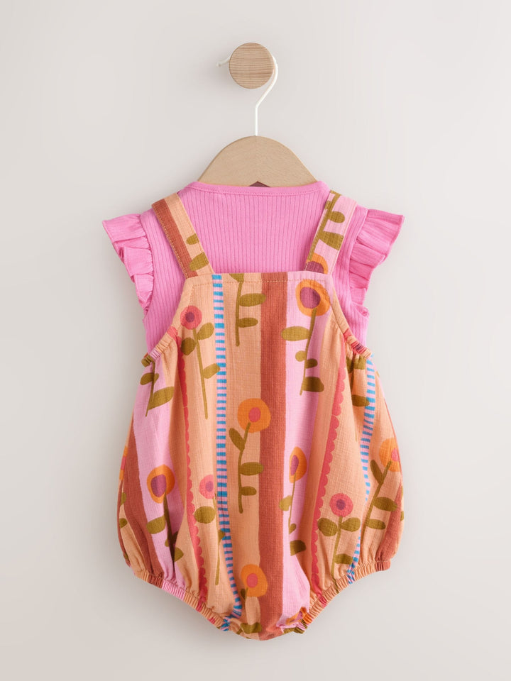 Pink Bright Bloomer Baby Romper with Bodysuit Set 2 Piece (0mths-2yrs)