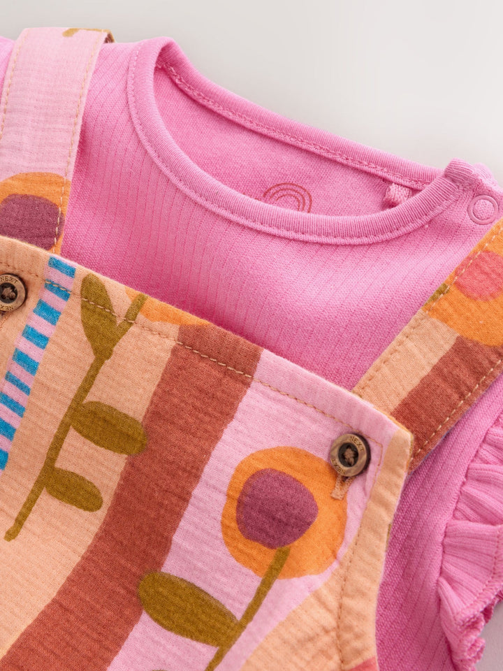 Pink Bright Bloomer Baby Romper with Bodysuit Set 2 Piece (0mths-2yrs)