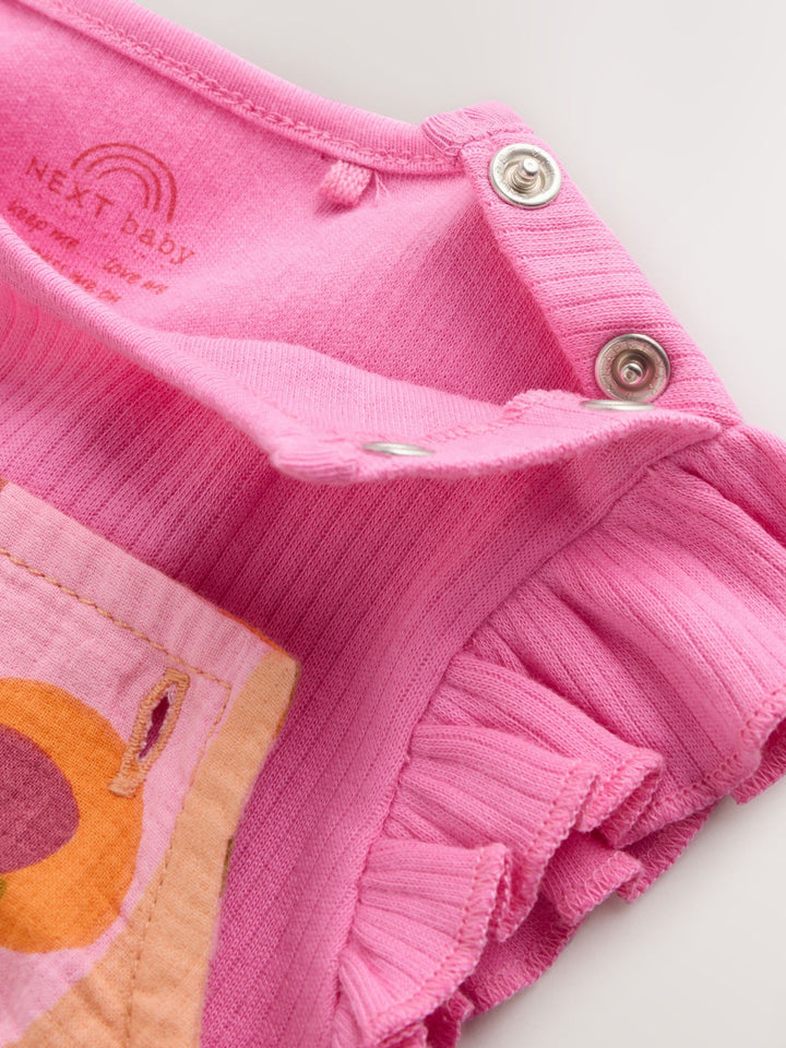 Pink Bright Bloomer Baby Romper with Bodysuit Set 2 Piece (0mths-2yrs)