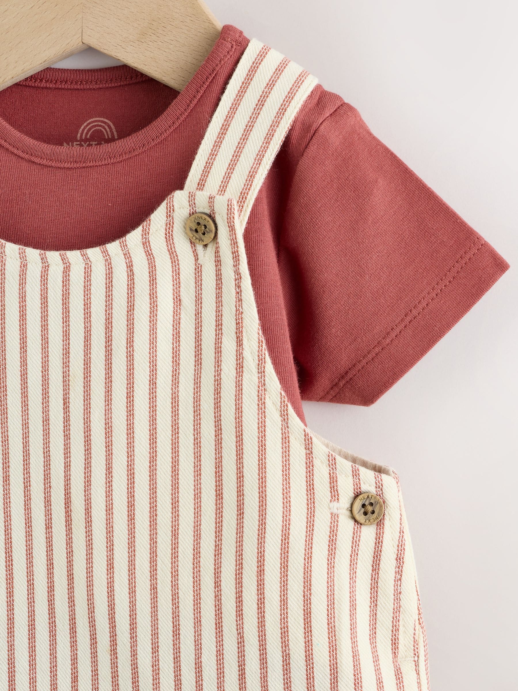 Brown Stripe Woven Dungarees and Bodysuit Set (0mths-2yrs)