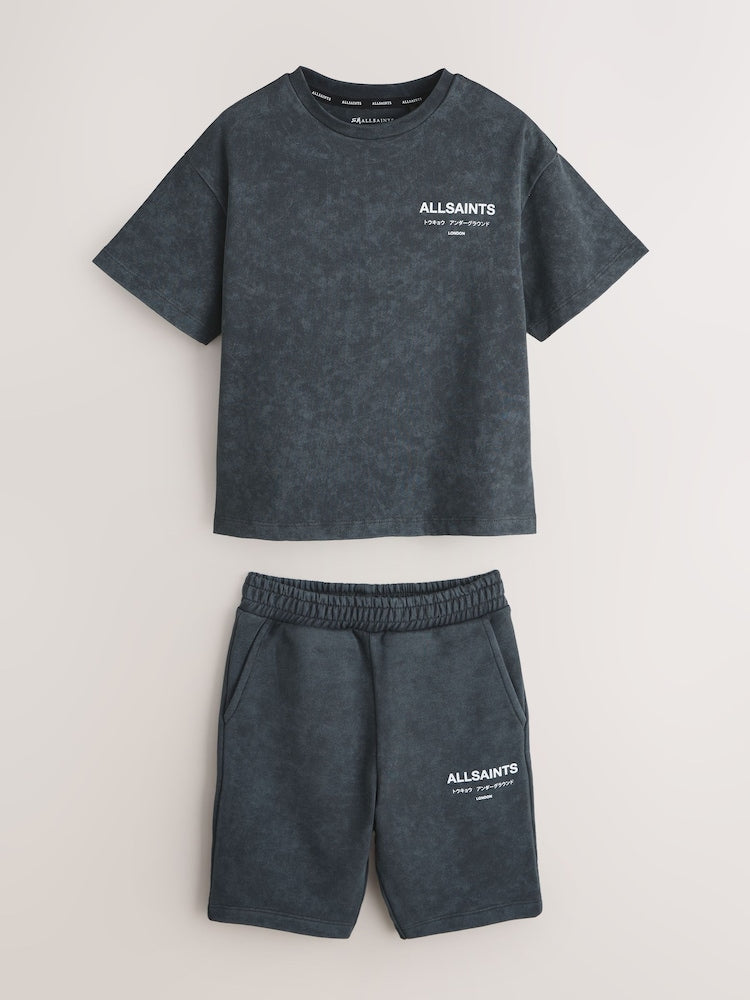 smALLSAINTS Washed Charcoal Grey Underground T-Shirt and Sweat Shorts Set