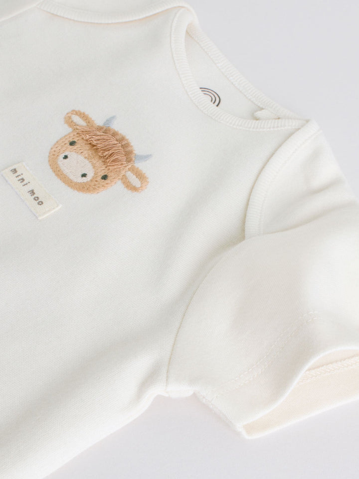 Ecru White Short Sleeve Baby Bodysuits 5 Pack