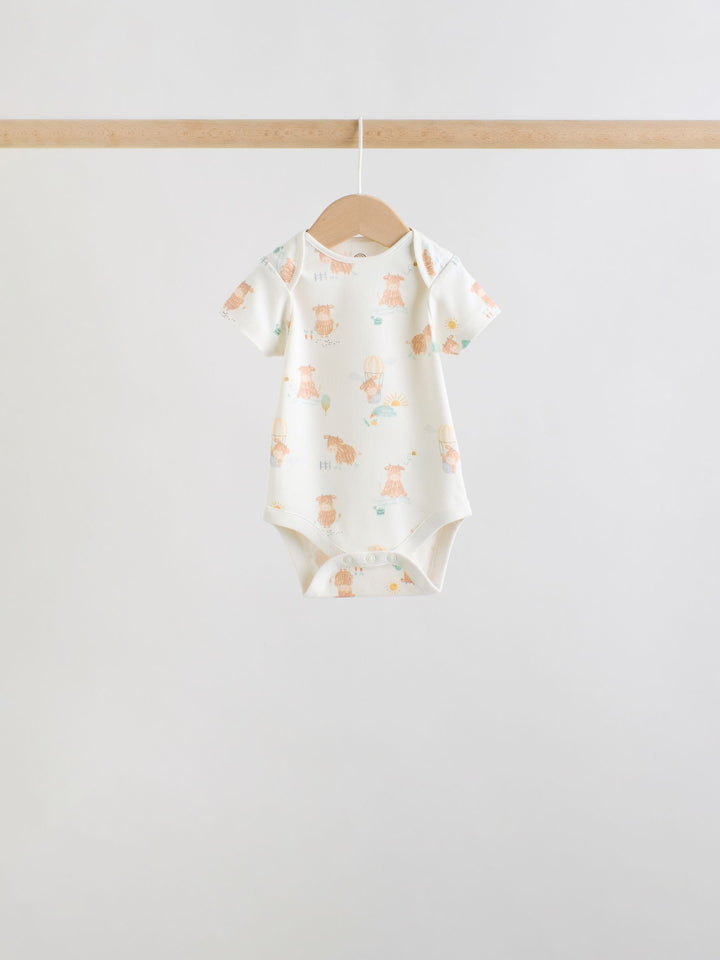 Ecru White Short Sleeve Baby Bodysuits 5 Pack