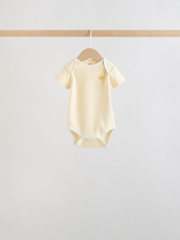 Ecru White Short Sleeve Baby Bodysuits 5 Pack