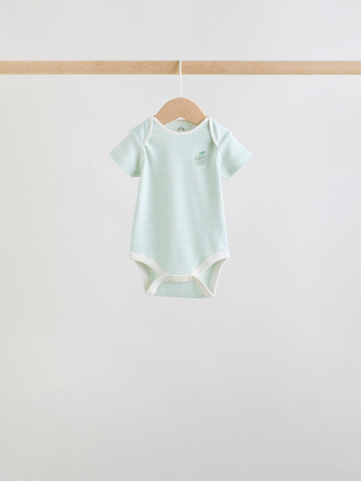 Ecru White Short Sleeve Baby Bodysuits 5 Pack