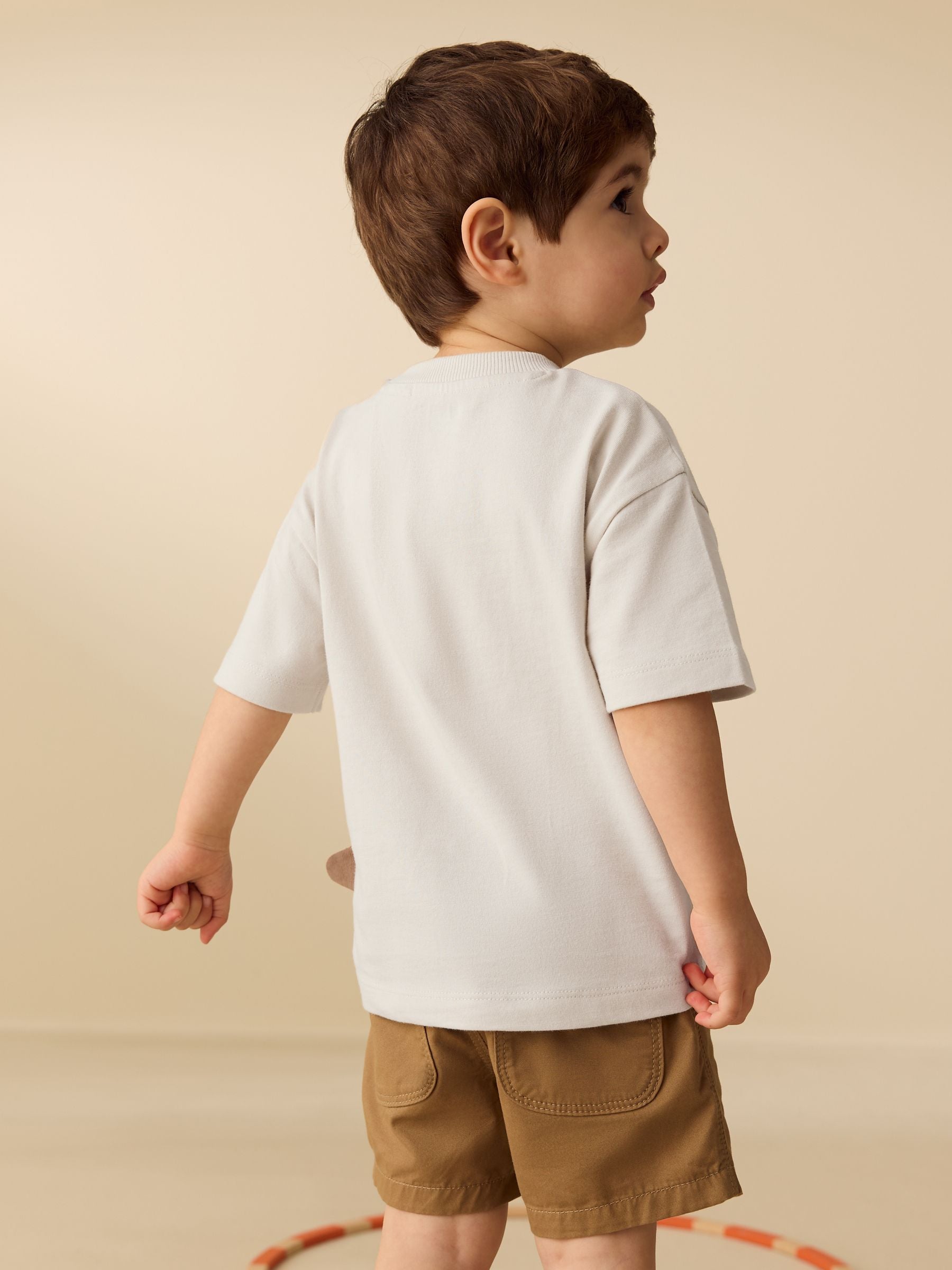 Cream Dinosaur Short Sleeve Interactive T-Shirt (3mths-7yrs)