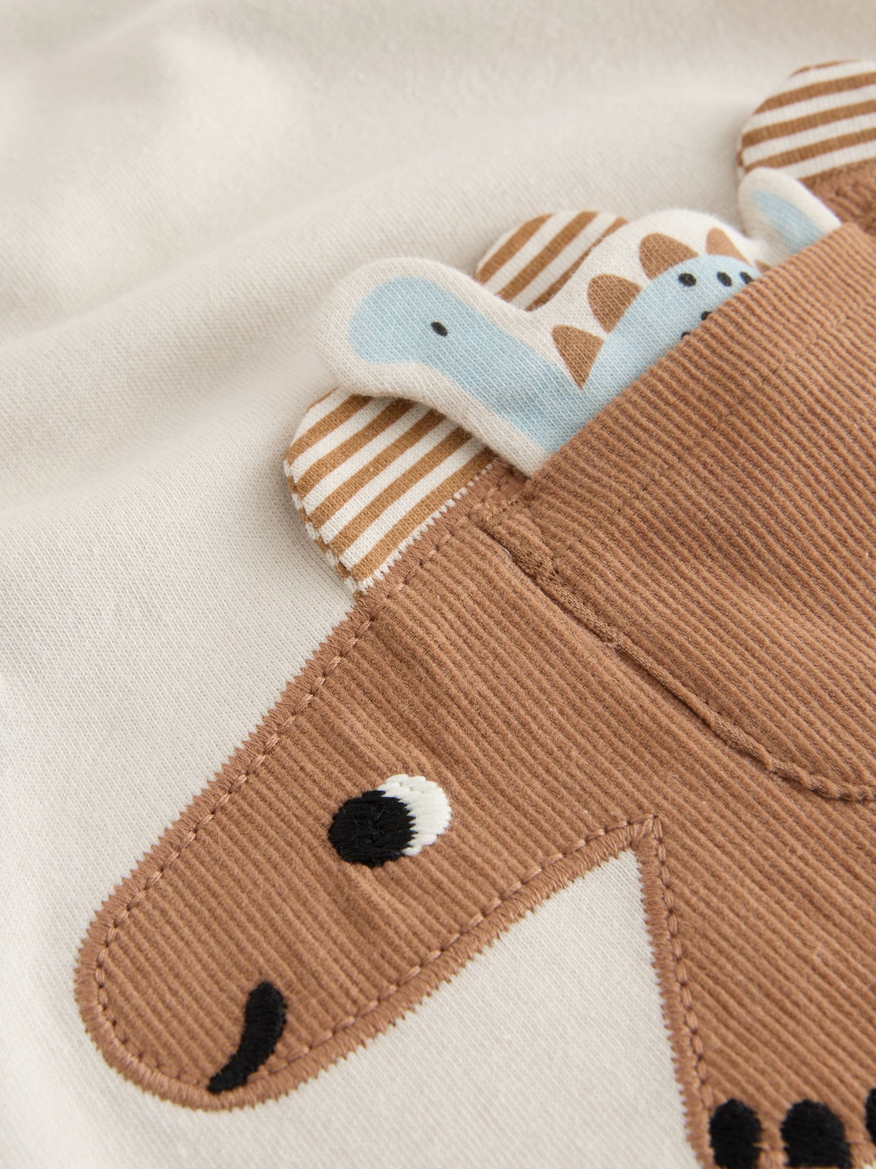 Cream Dinosaur Short Sleeve Interactive T-Shirt (3mths-7yrs)
