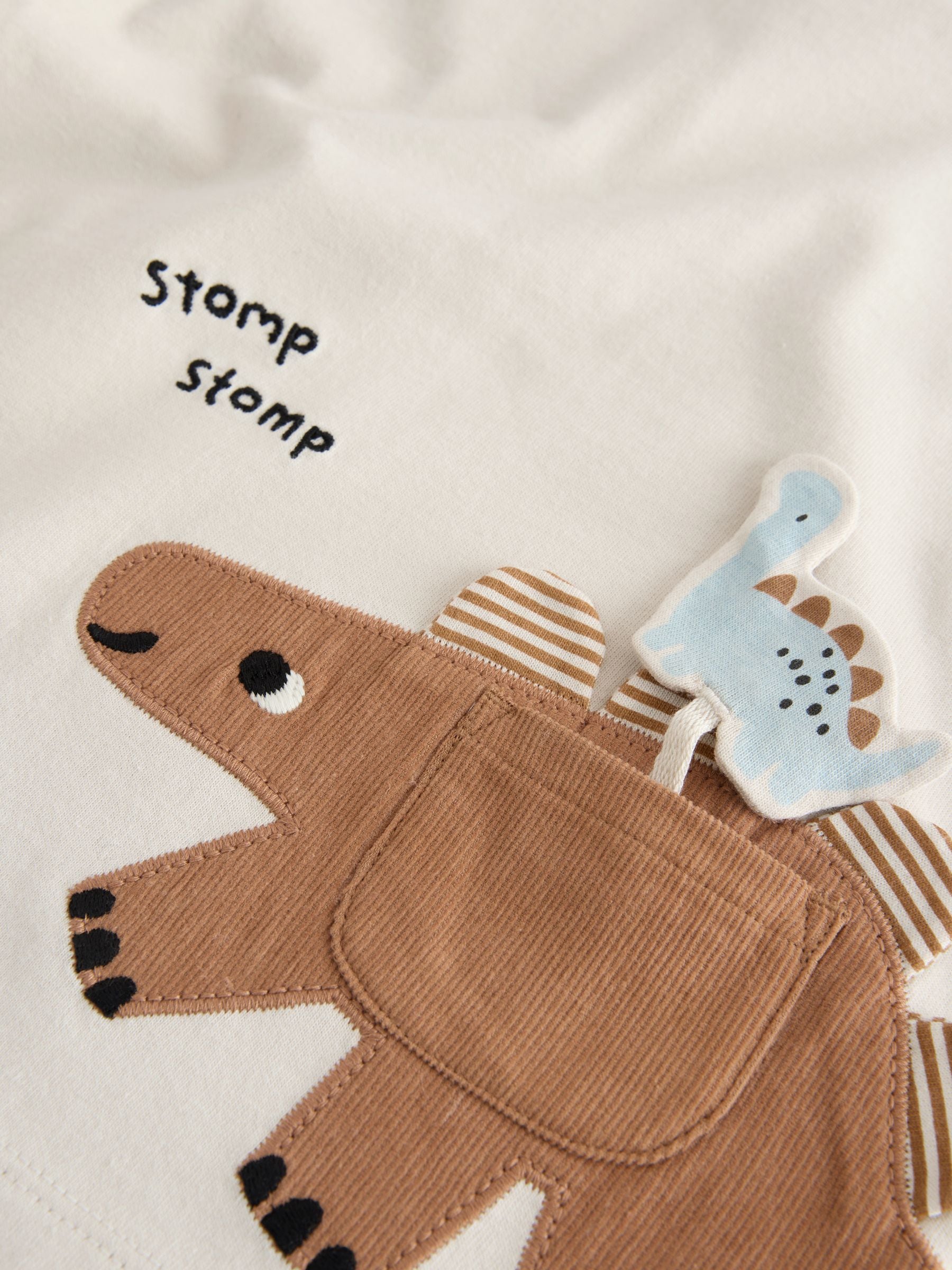 Cream Dinosaur Short Sleeve Interactive T-Shirt (3mths-7yrs)