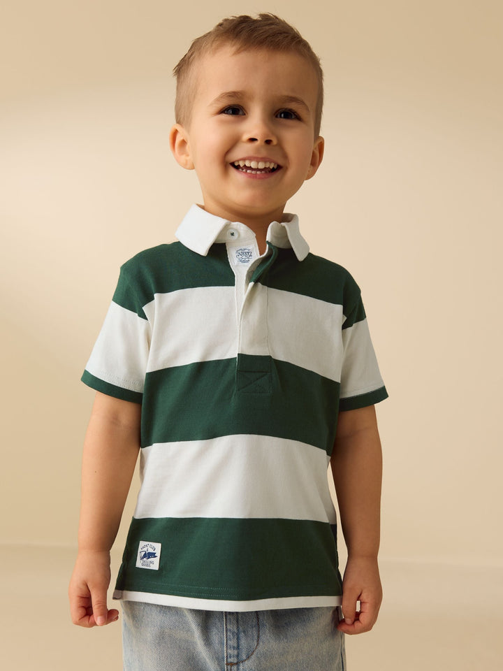 Green/White Short Sleeve Rugby Polo Shirt (3mths-7yrs)