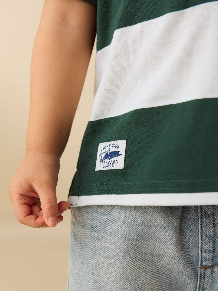 Green/White Short Sleeve Rugby Polo Shirt (3mths-7yrs)