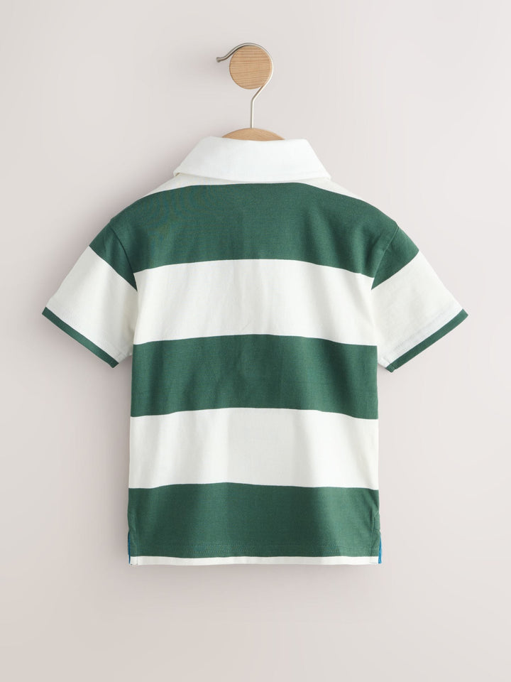 Green/White Short Sleeve Rugby Polo Shirt (3mths-7yrs)